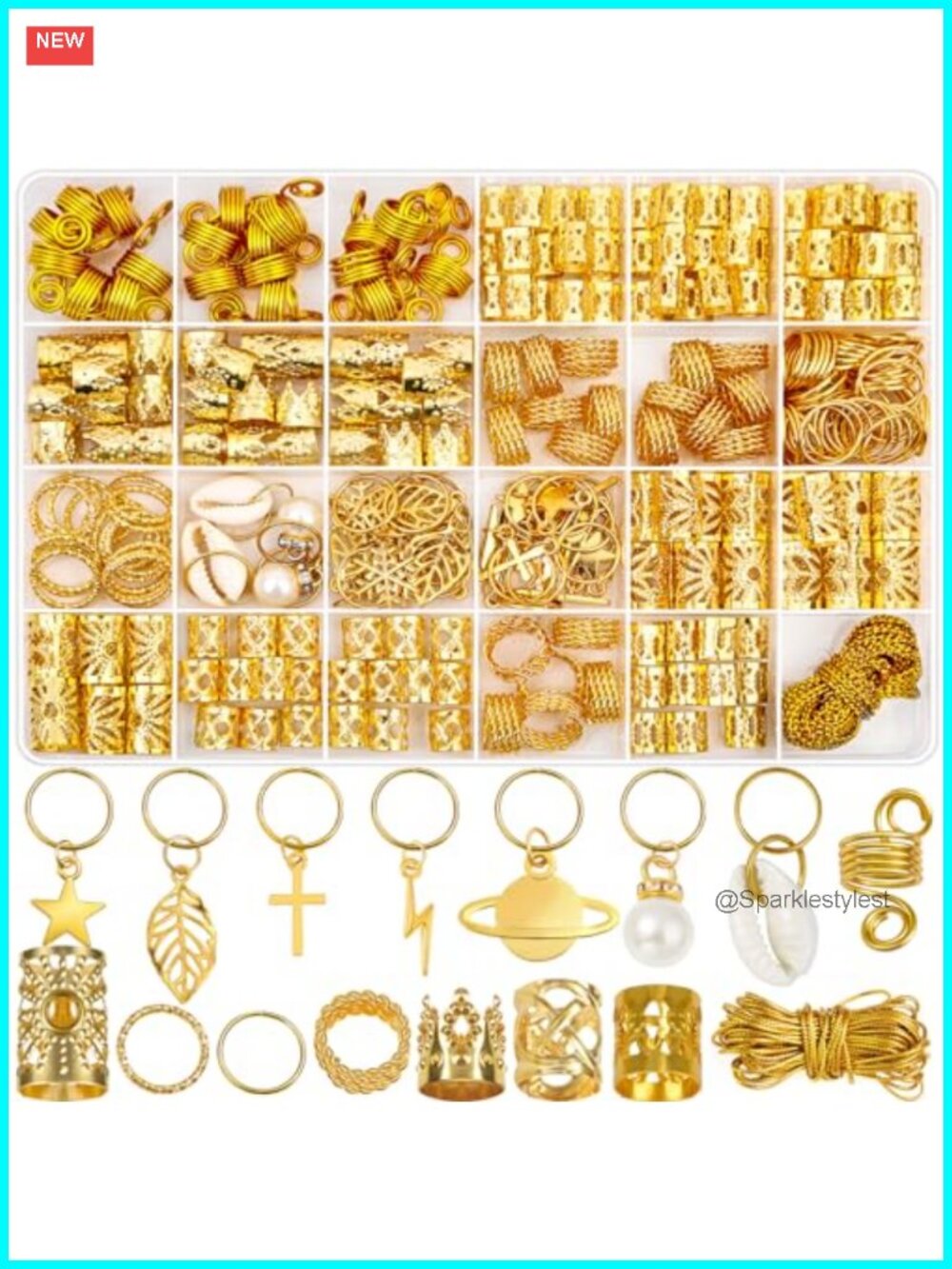 259pc Hair Jewelry Kit Aluminum Braid Cuffs Dreadlock Rings